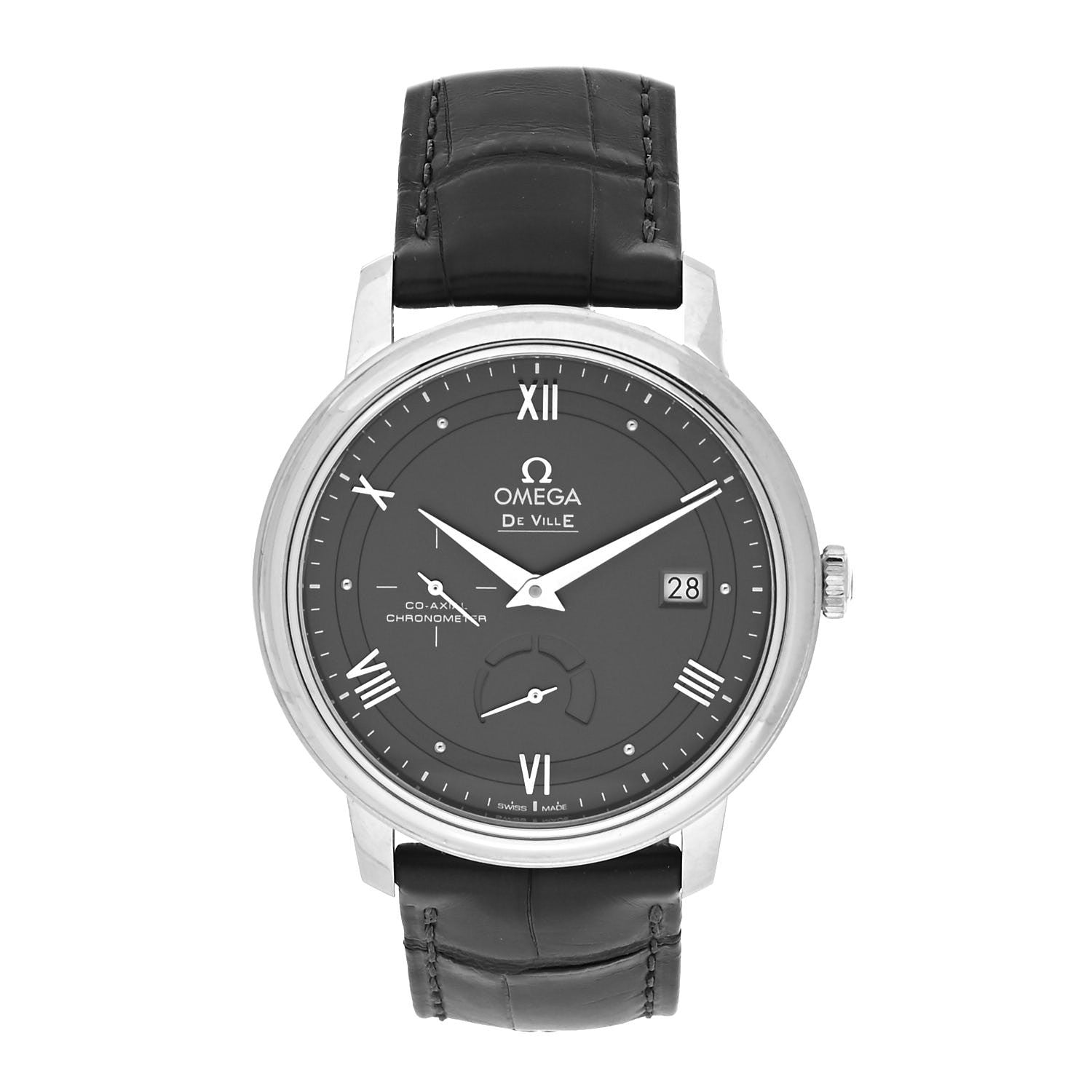 Omega Stainless Steel Alligator 39mm De Ville Co-Axial Automatic Watch Grey 424.13.40.21.06.001 1 of 5