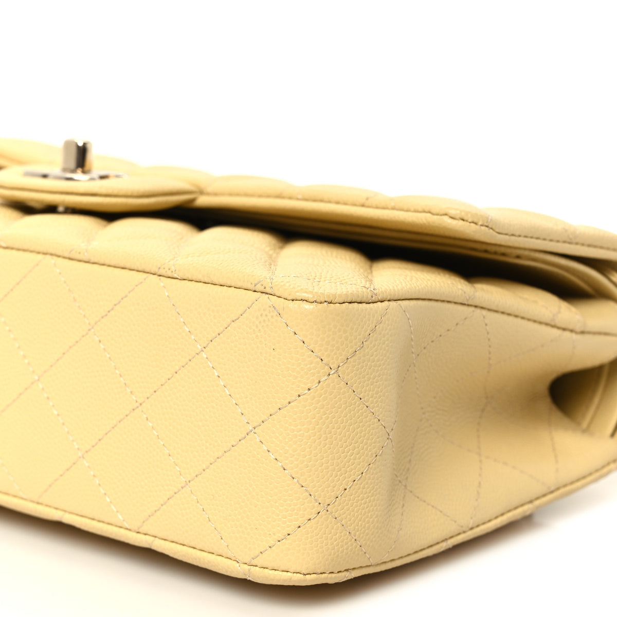 Chanel Caviar Quilted Medium Double Flap Light Yellow 10 of 10