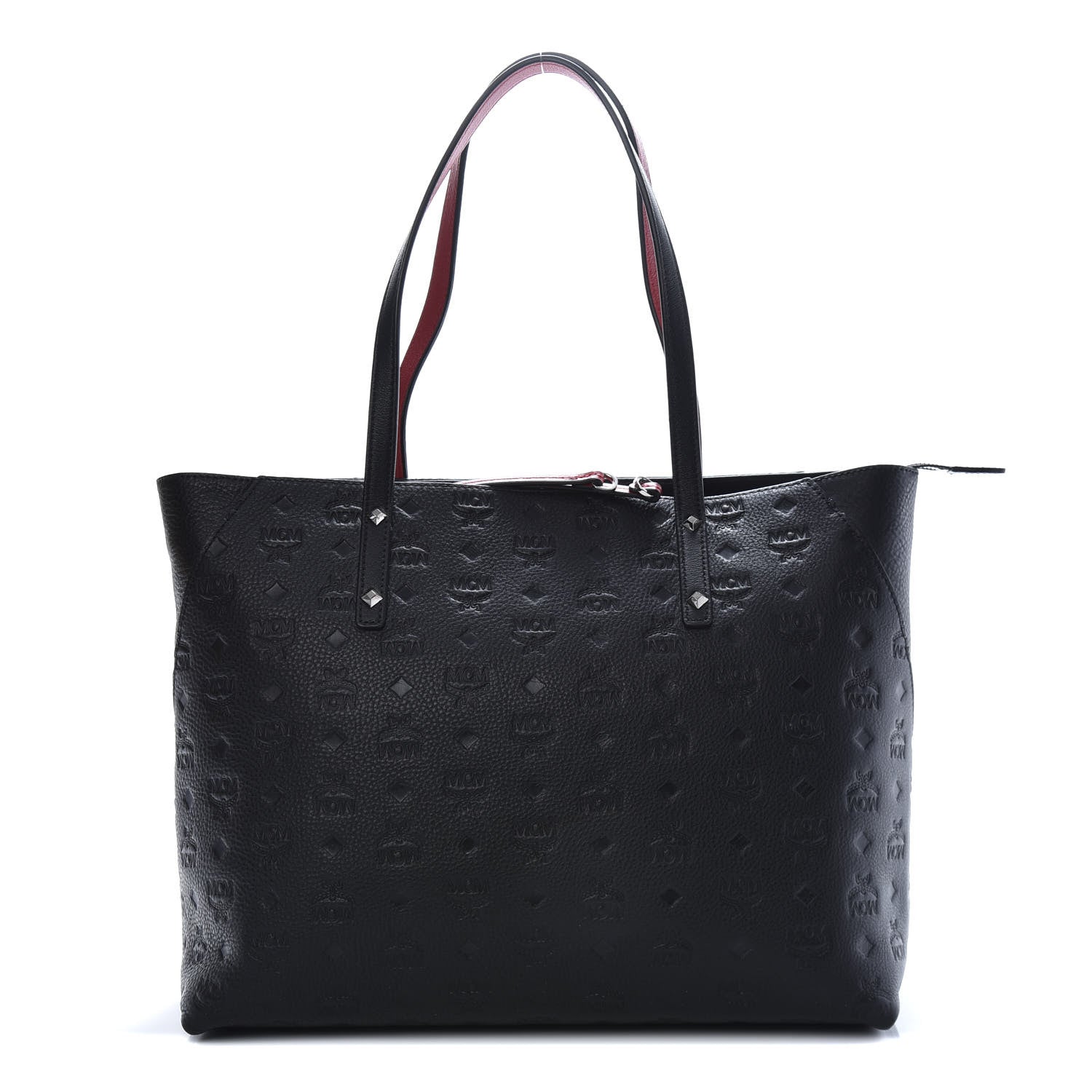 MCM Calfskin Ottomar Monogram Medium Klara Shopper Tote Black 1 of 8