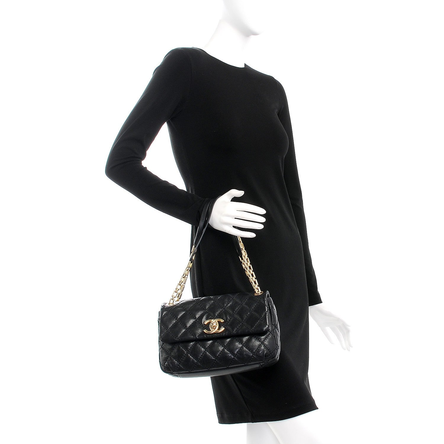 Chanel Calfskin Quilted Retro Chain Flap Black 2 of 7