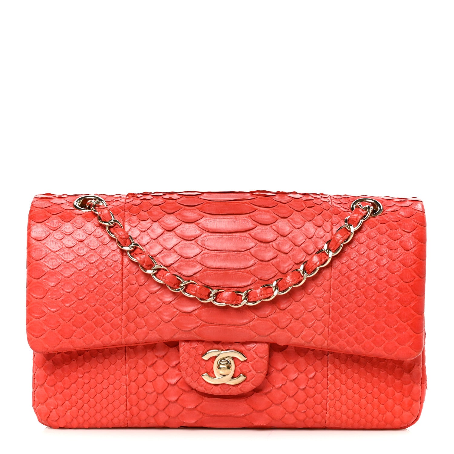 Chanel Snakeskin Medium Double Flap Red 1 of 11