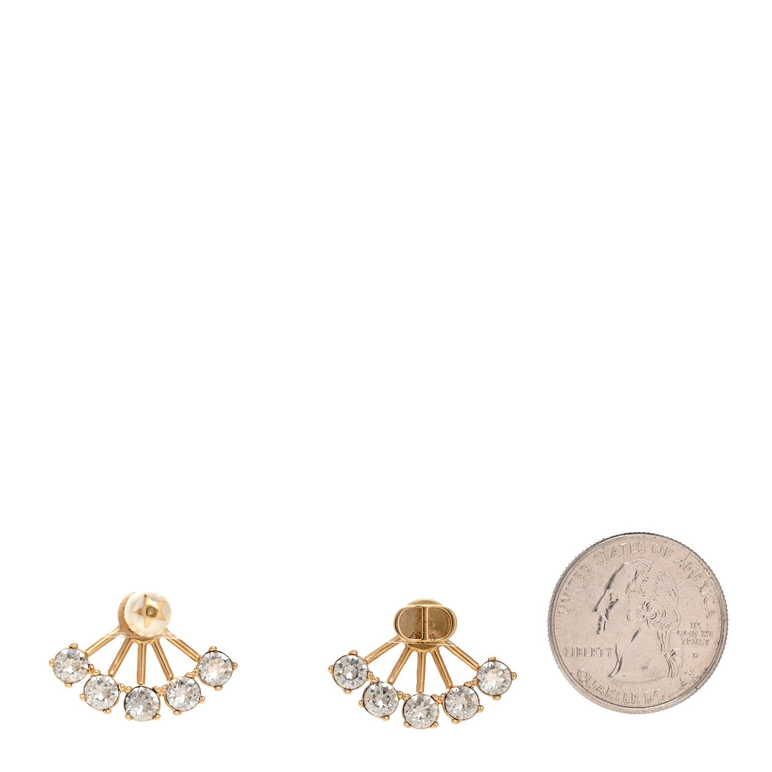 Christian Dior Crystal Pearl Petite CD Earrings Gold 2 of 4