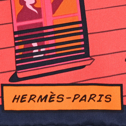 Hermes Silk Minuit Au Faubourg Scarf 70 Caban Prune Rose Vif 3 of 6