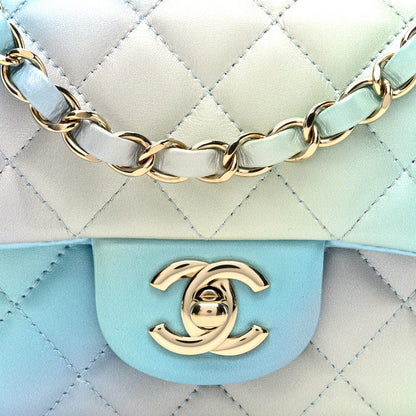 Chanel Lambskin Quilted Tie Dye Ombre Mini Rectangular Flap Blue Multicolor 8 of 10
