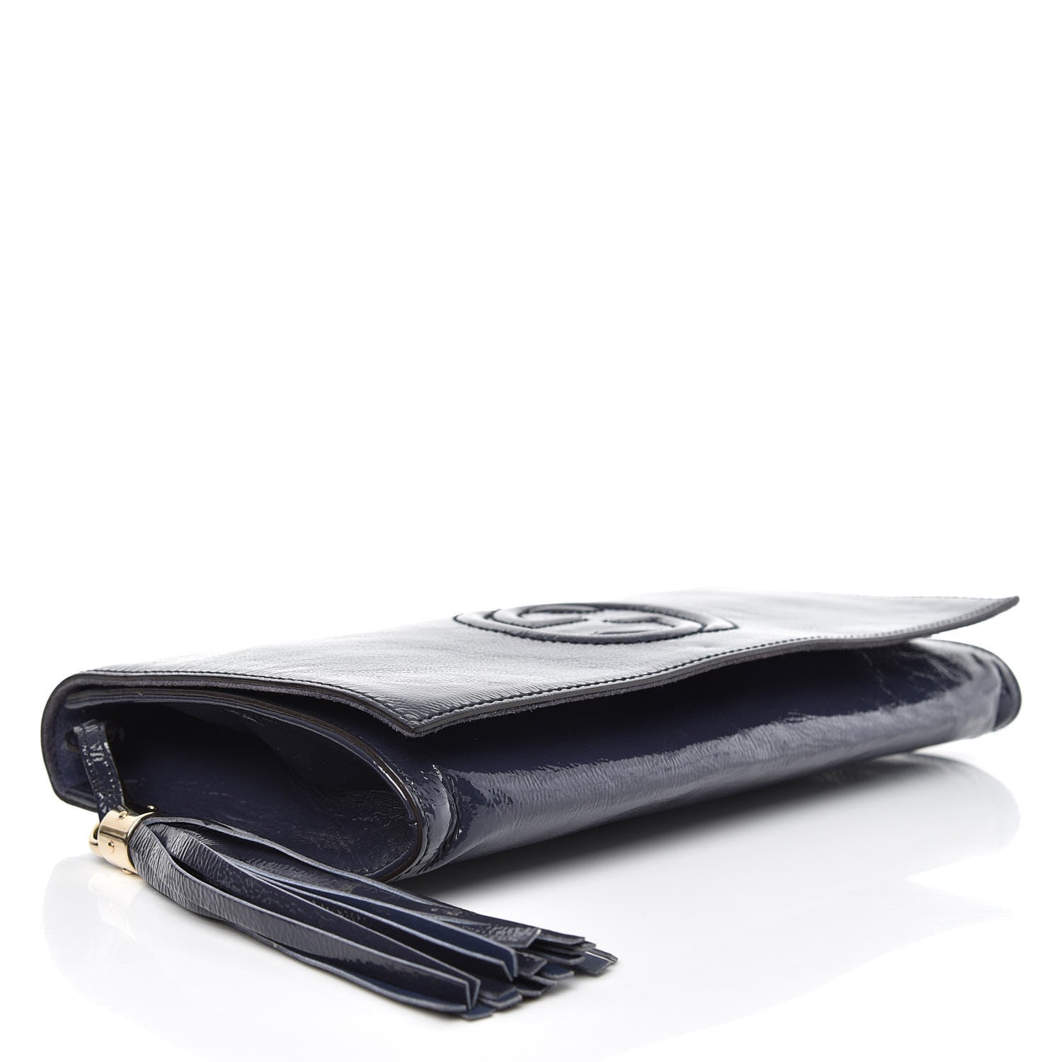 Gucci Soft Patent Medium Soho Clutch Uniform Blue 4 of 9