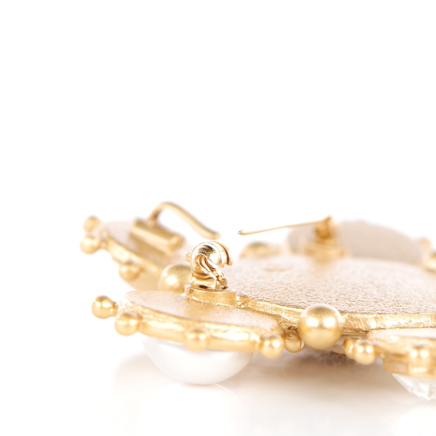 Chanel Tweed Gripoix Crystal Pearl CC Brooch Gold 4 of 5