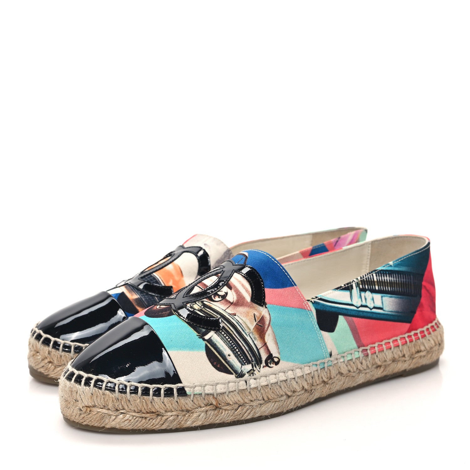 Chanel Fabric Patent CC Espadrilles 41 Multicolor Black 3 of 8