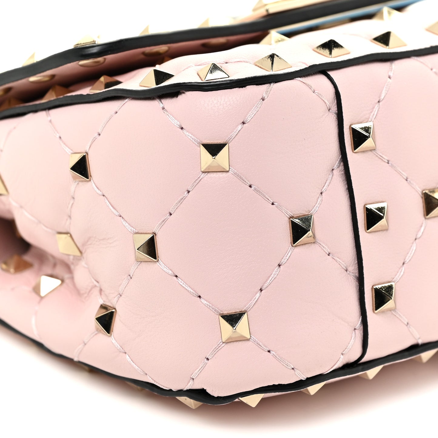 Nappa Micro Rockstud Spike Shoulder Bag Rose Quartz