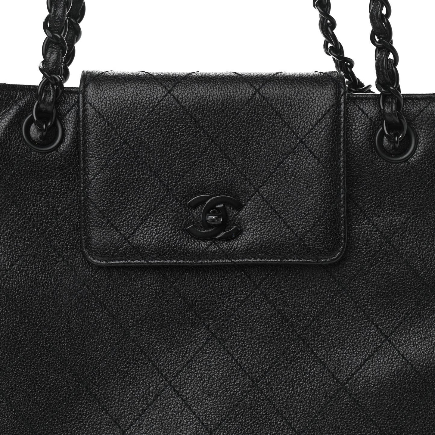 Caviar Diamond Stitched Tote So Black