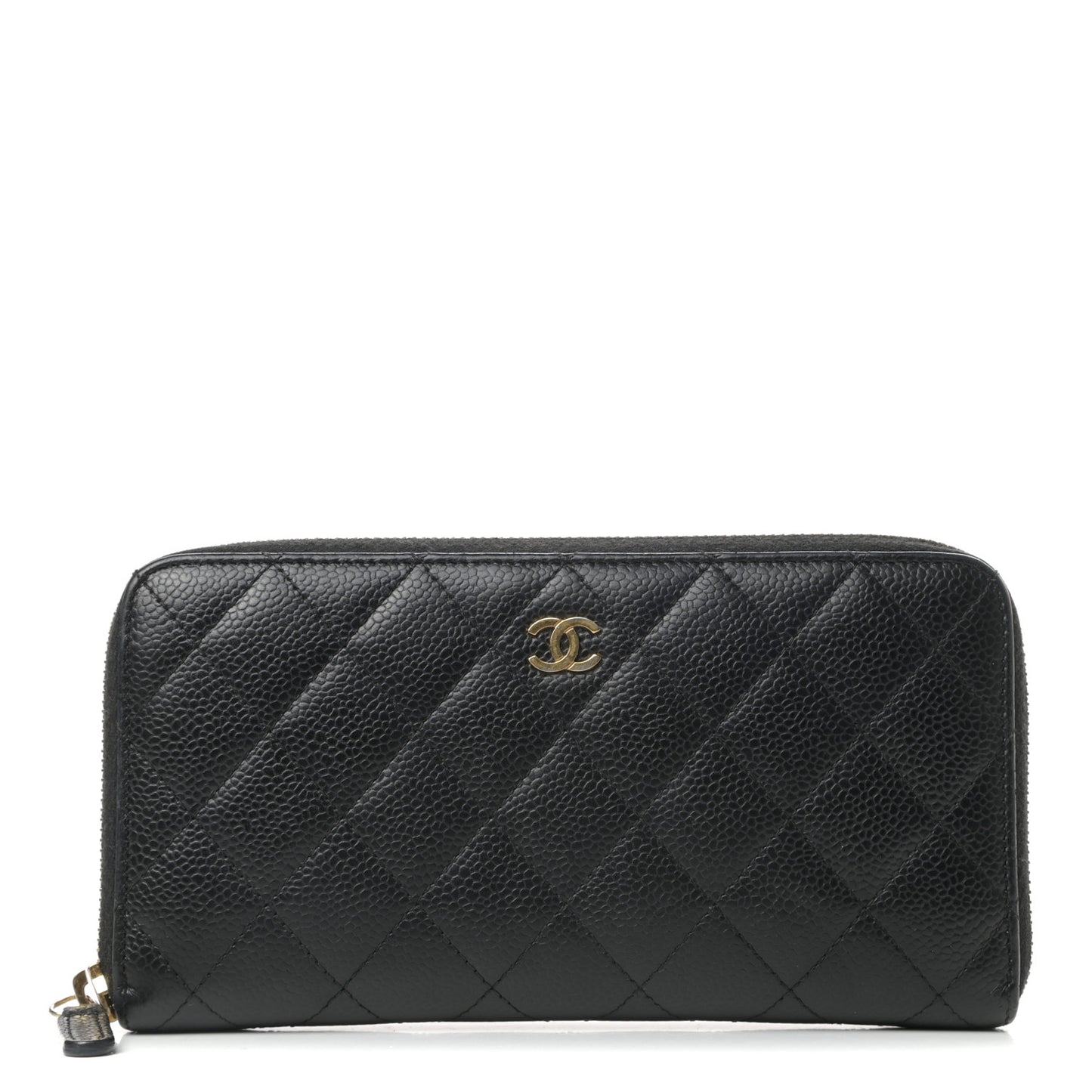 Caviar Quilted Large Gusset Zip Around Wallet Black