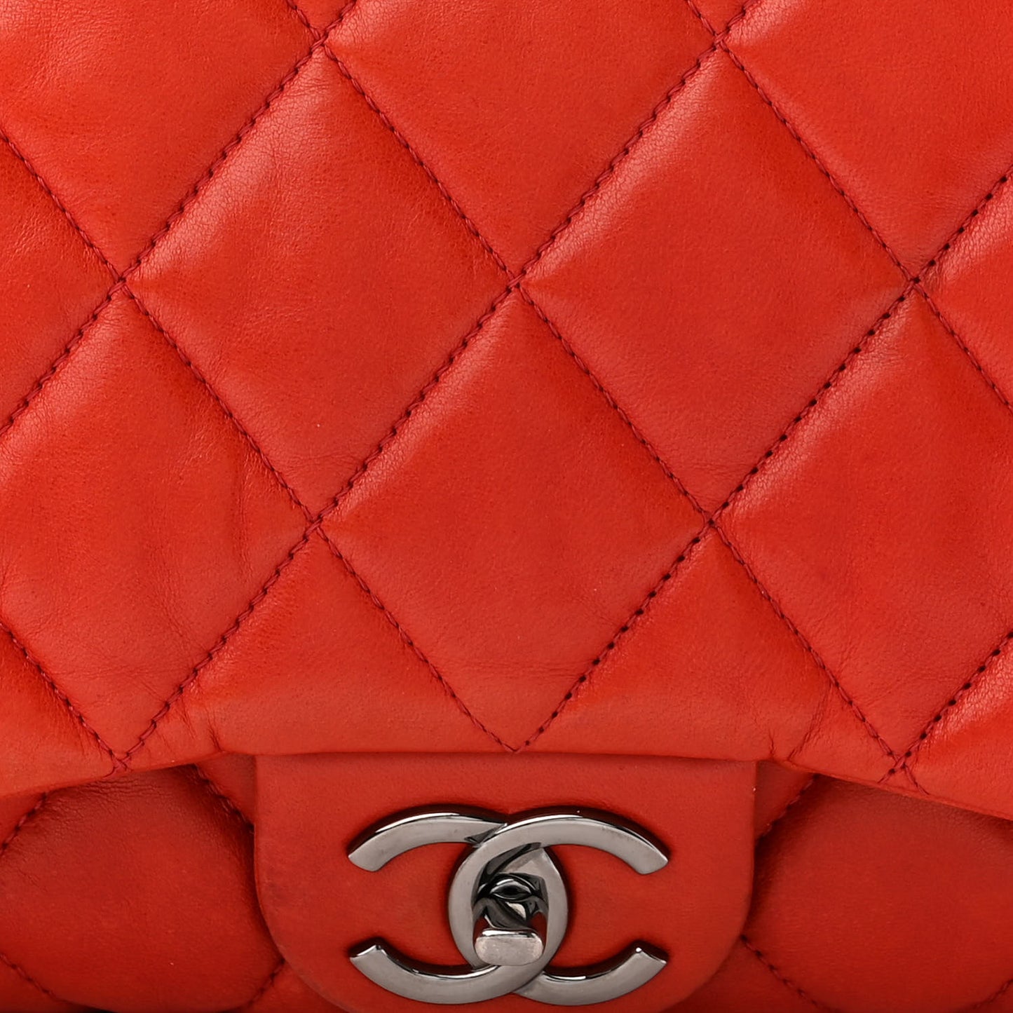 Lambskin Quilted Chanel 3 Accordion Flap Bag Red
