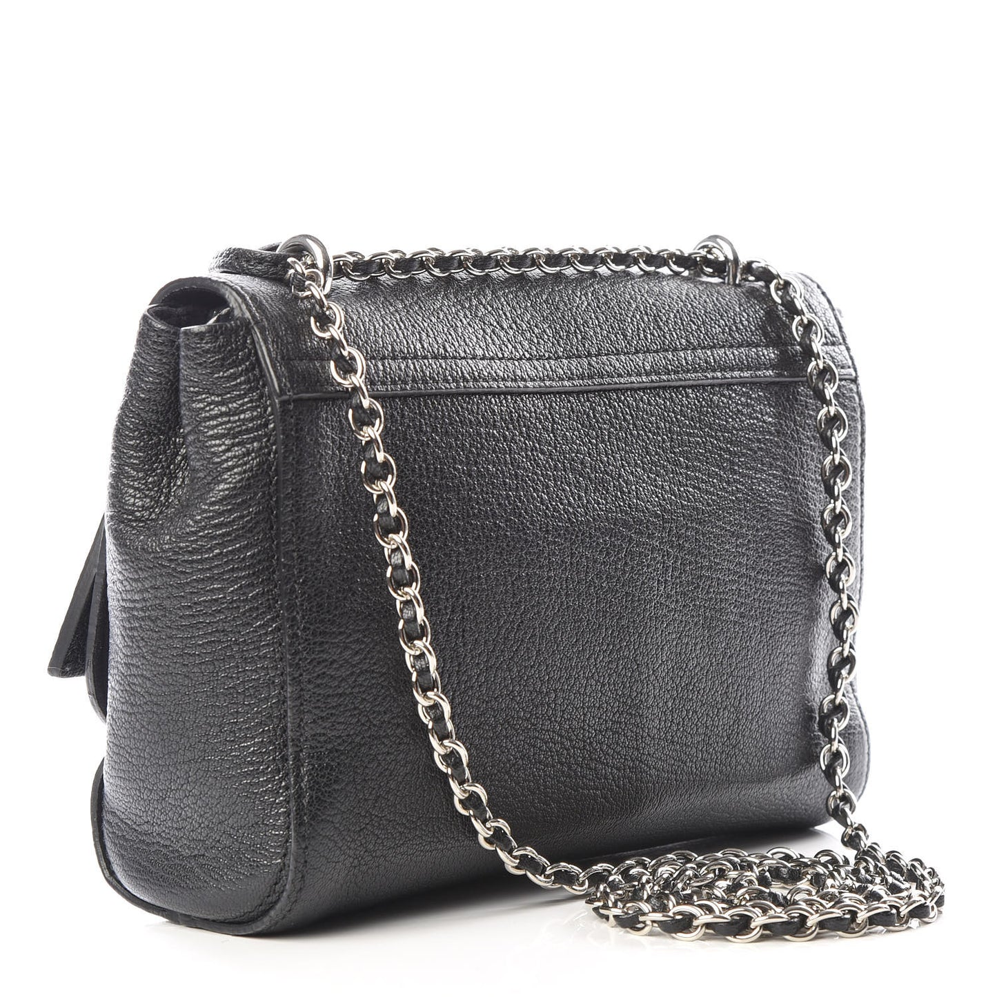 Glossy Goatskin Small Lily Flap Black