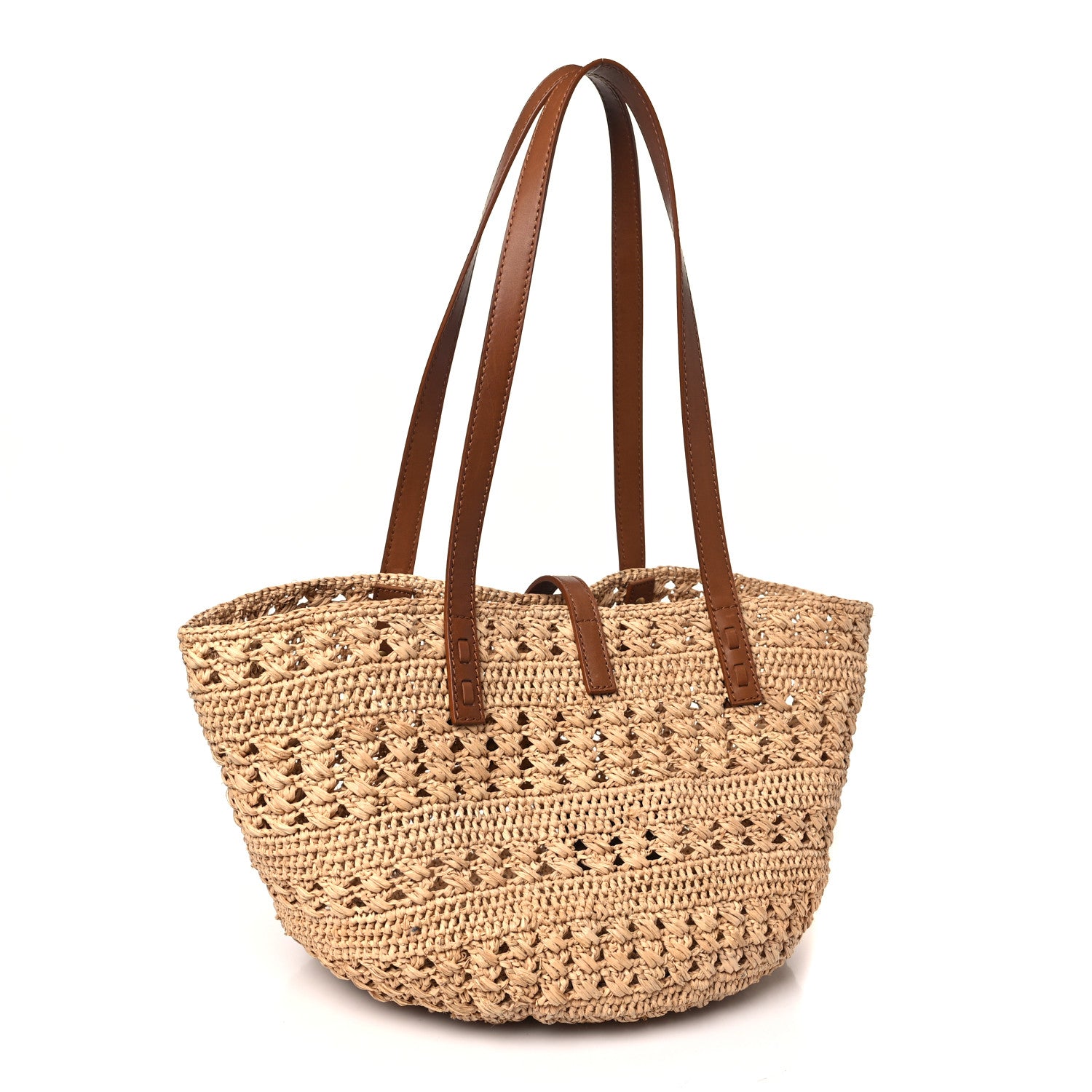 Saint Laurent Raffia Calfskin Small Panier Tote Naturel 3 of 10