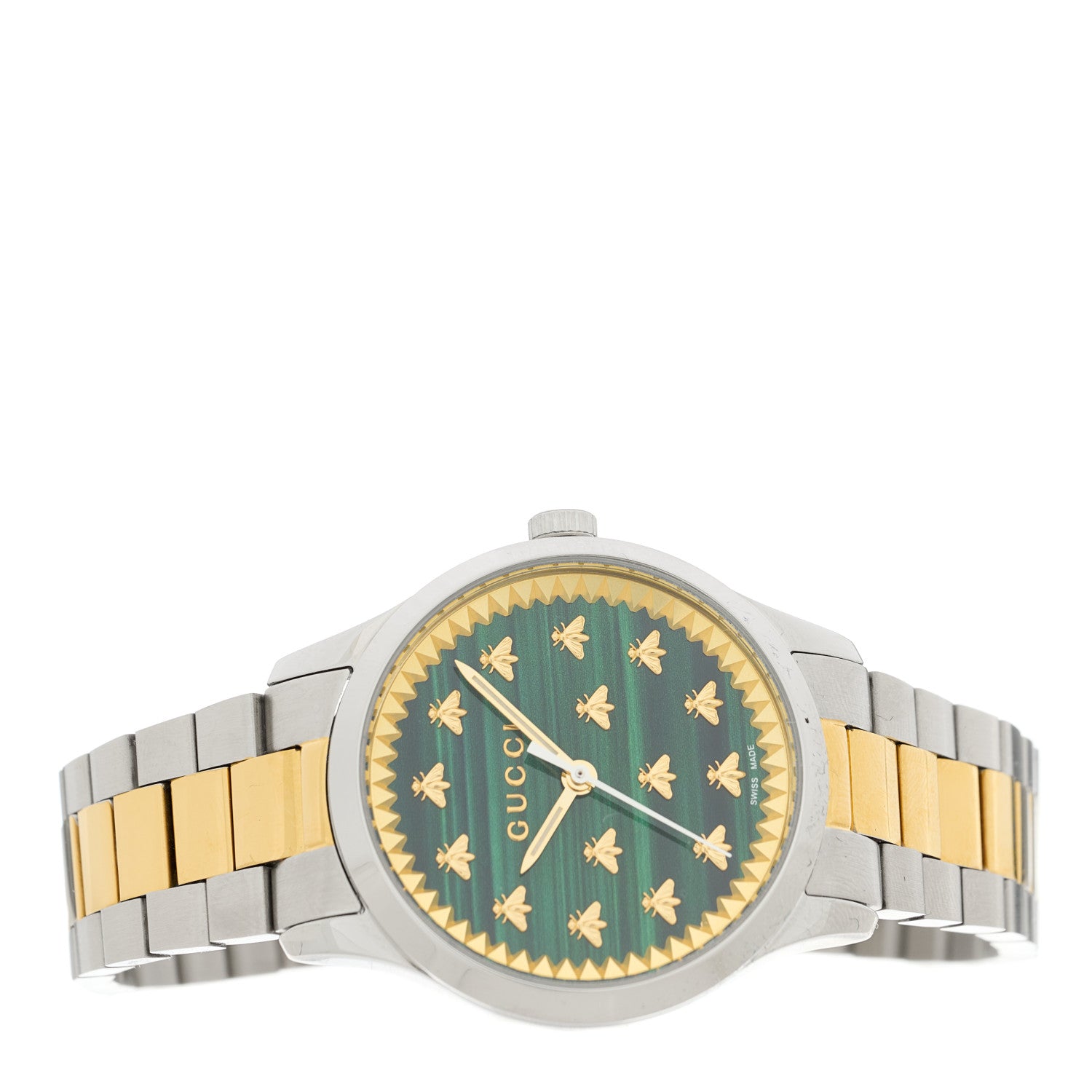 Gucci Stainless Steel Malachite 32mm G-Timeless Bee Quartz Watch 2 of 5