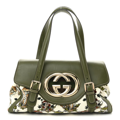 Gucci Velvet Calfskin Floral Hobo Green Multicolor 1 of 10