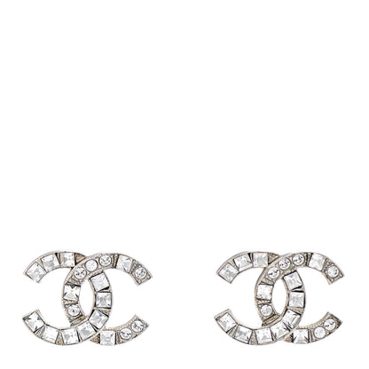 Chanel Baguette Crystal CC Earrings Silver 1 of 5
