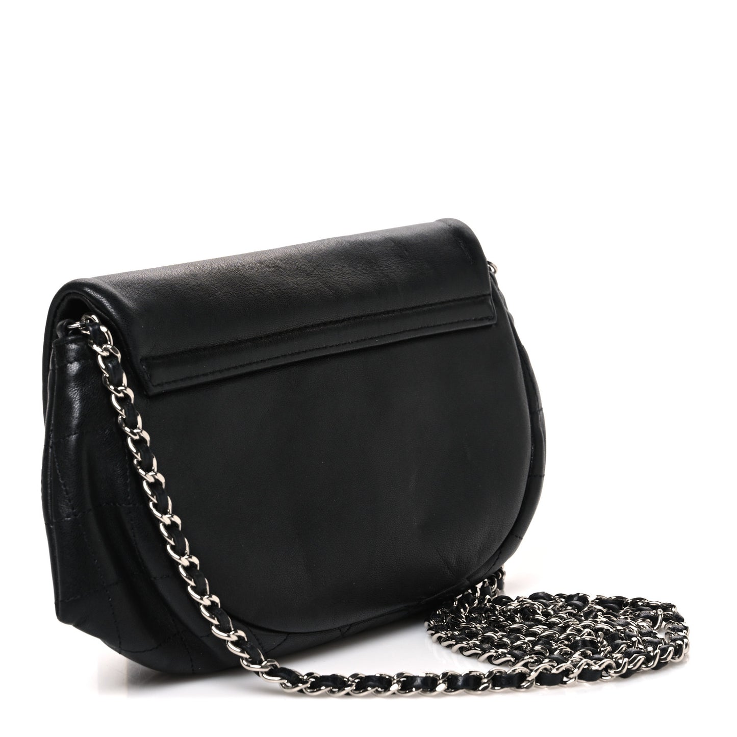 Lambskin Half Moon Wallet On Chain WOC Black