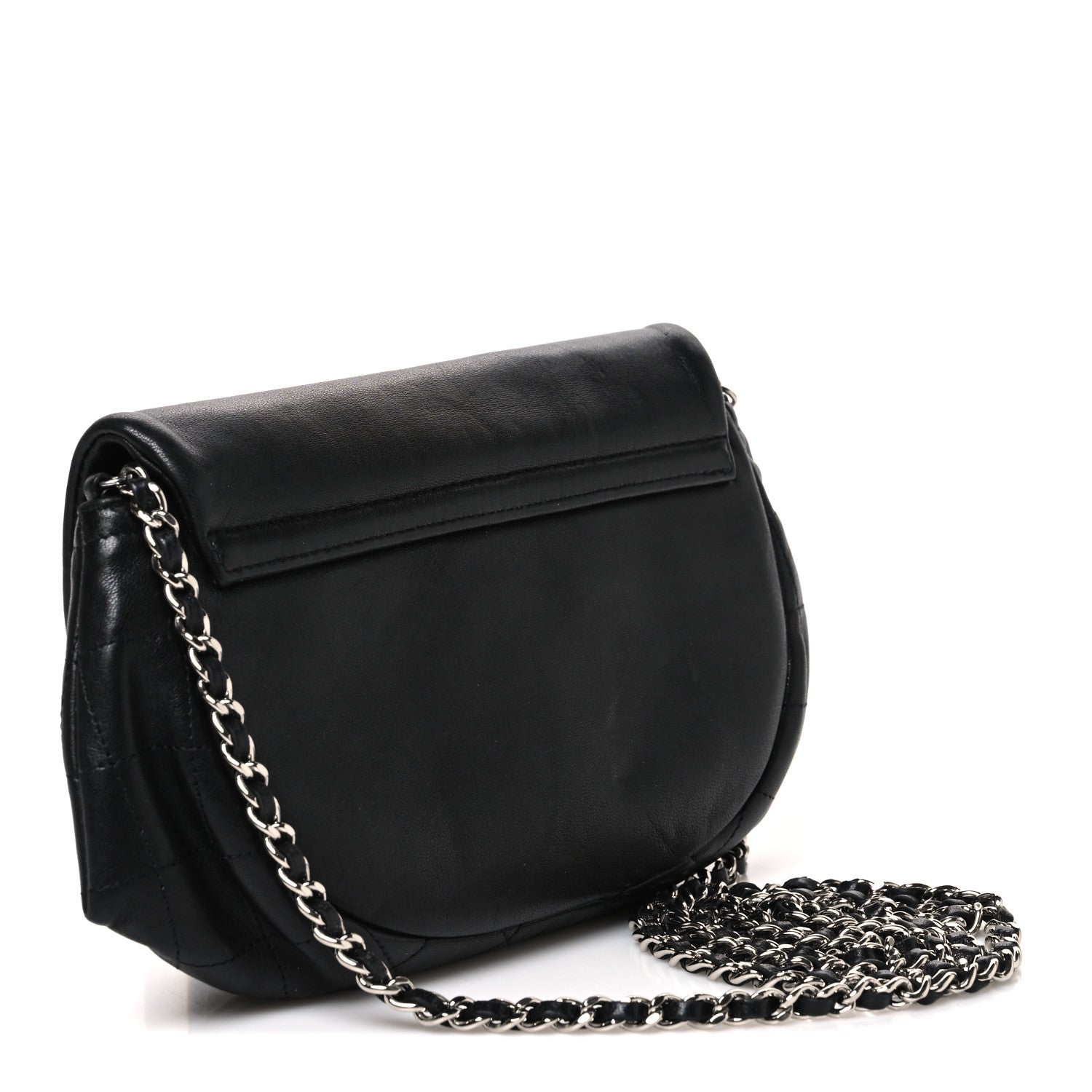 Chanel Lambskin Half Moon Wallet On Chain WOC Black 2 of 10
