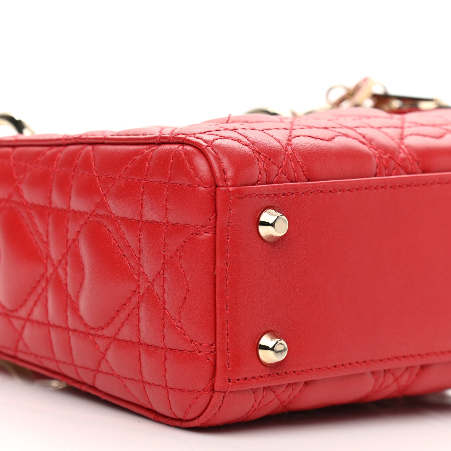 Calfskin Cannage Dioramour Mini Lady Dior Bag Bright Red