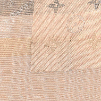 Louis Vuitton Silk Lurex Wool So Shine Monogram Shawl Beige 4 of 4