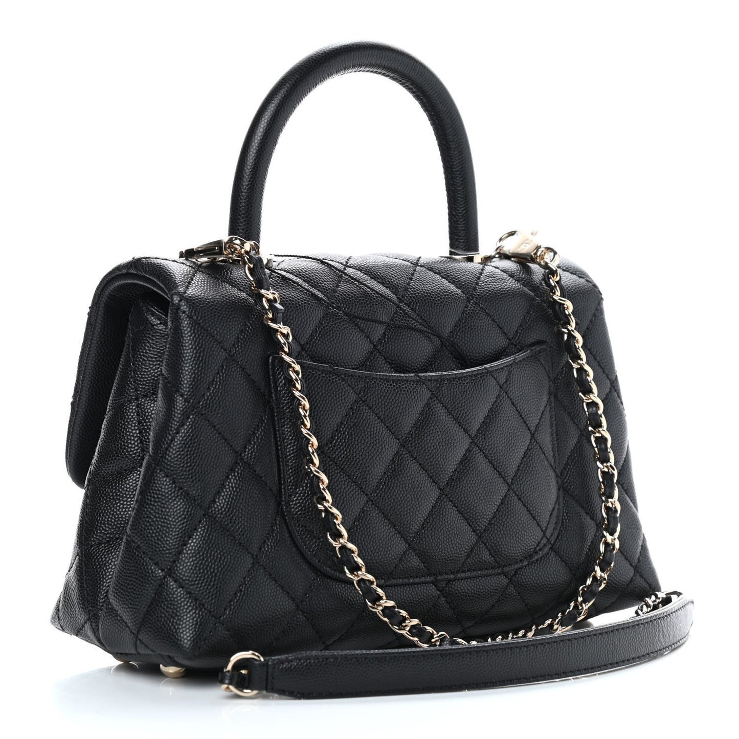 Caviar Quilted Mini Coco Handle Flap Black