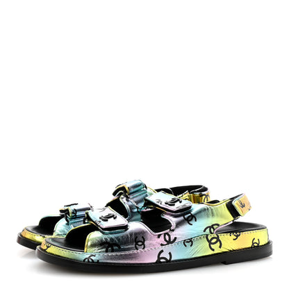 Chanel Laminated Lambskin Printed CC Dad Sandals 39 Multicolor 4 of 9