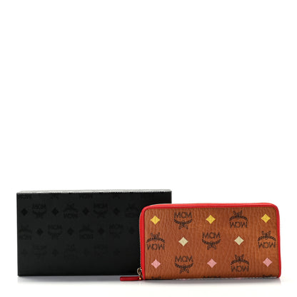 MCM Skyoptic Visetos Zip Around Wallet Cognac Red 9 of 9