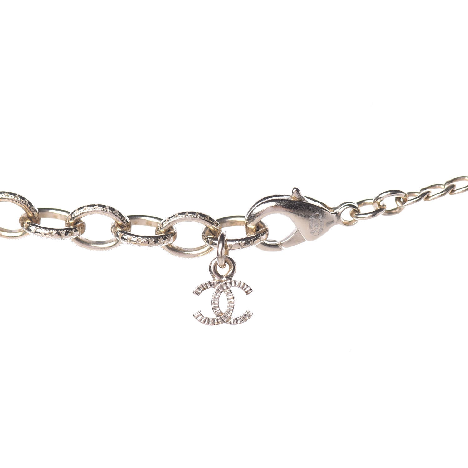 Chanel Crystal Heart Eye CC Pendant Necklace Gold Silver 6 of 8