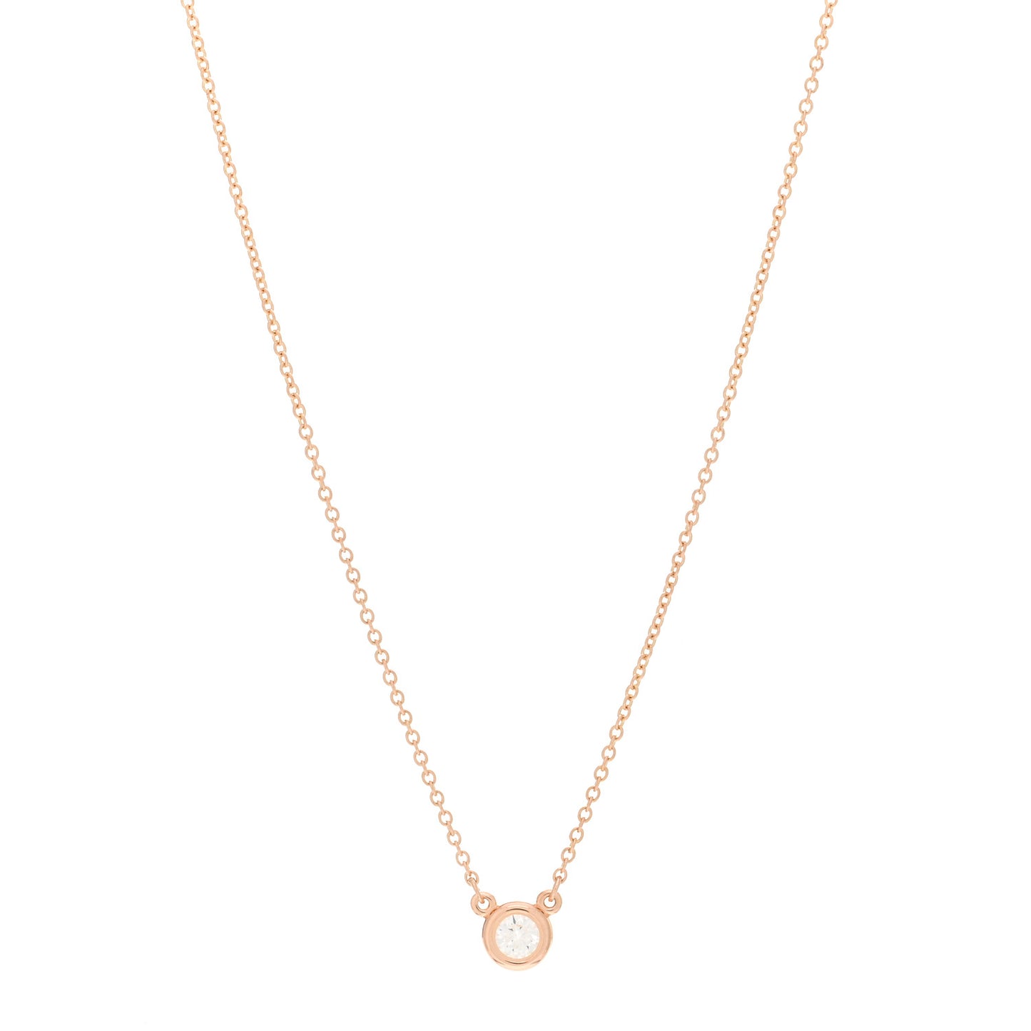18K Rose Gold Diamond .17ct Elsa Peretti Diamonds by the Yard Pendant Necklace