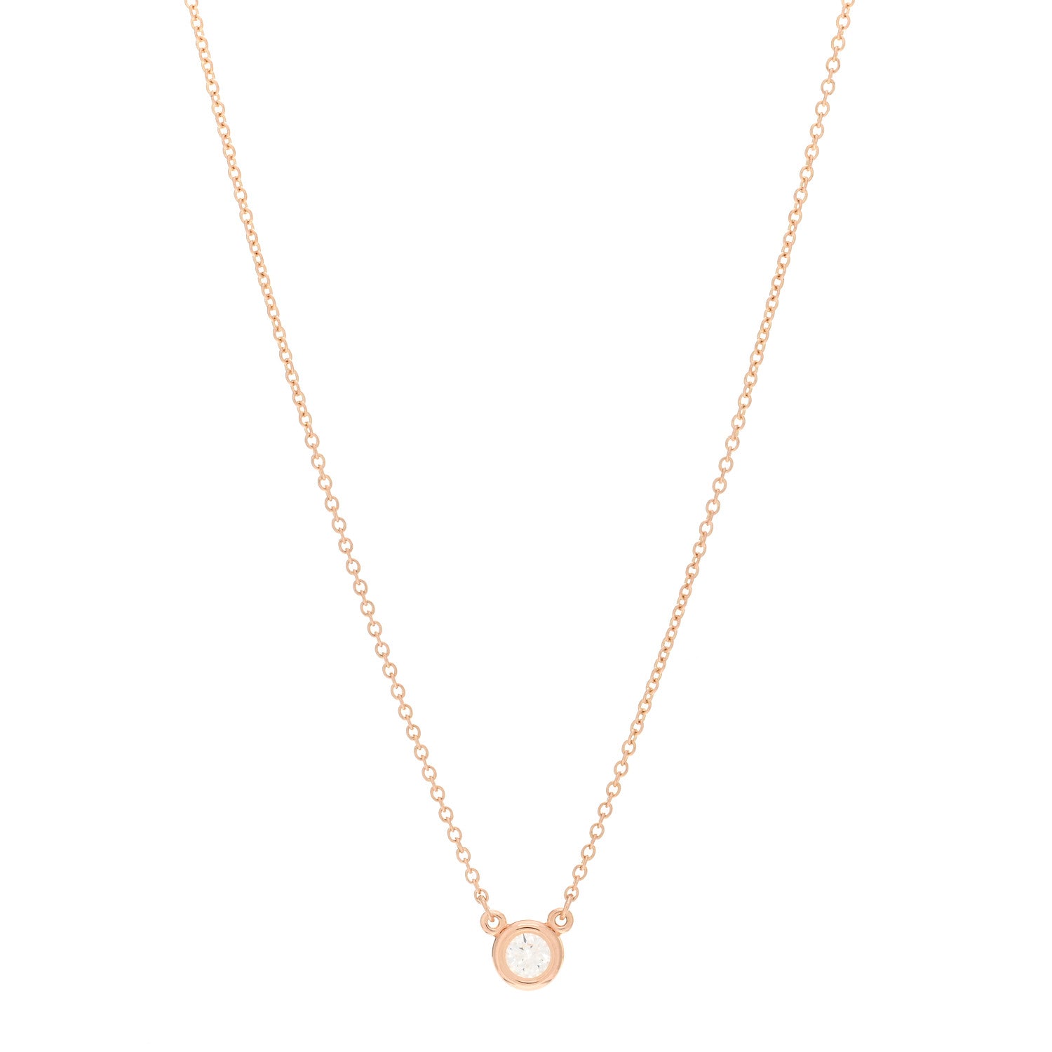 Tiffany 18K Rose Gold Diamond .17ct Elsa Peretti Diamonds by the Yard Pendant Necklace 1 of 5