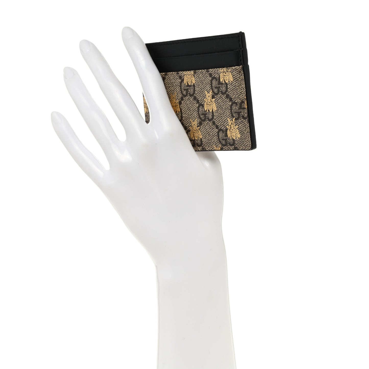 GG Supreme Monogram Bees Card Holder Black