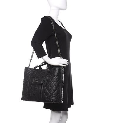 Chanel Calfskin Quilted Casual Riviera Tote Black 2 of 14
