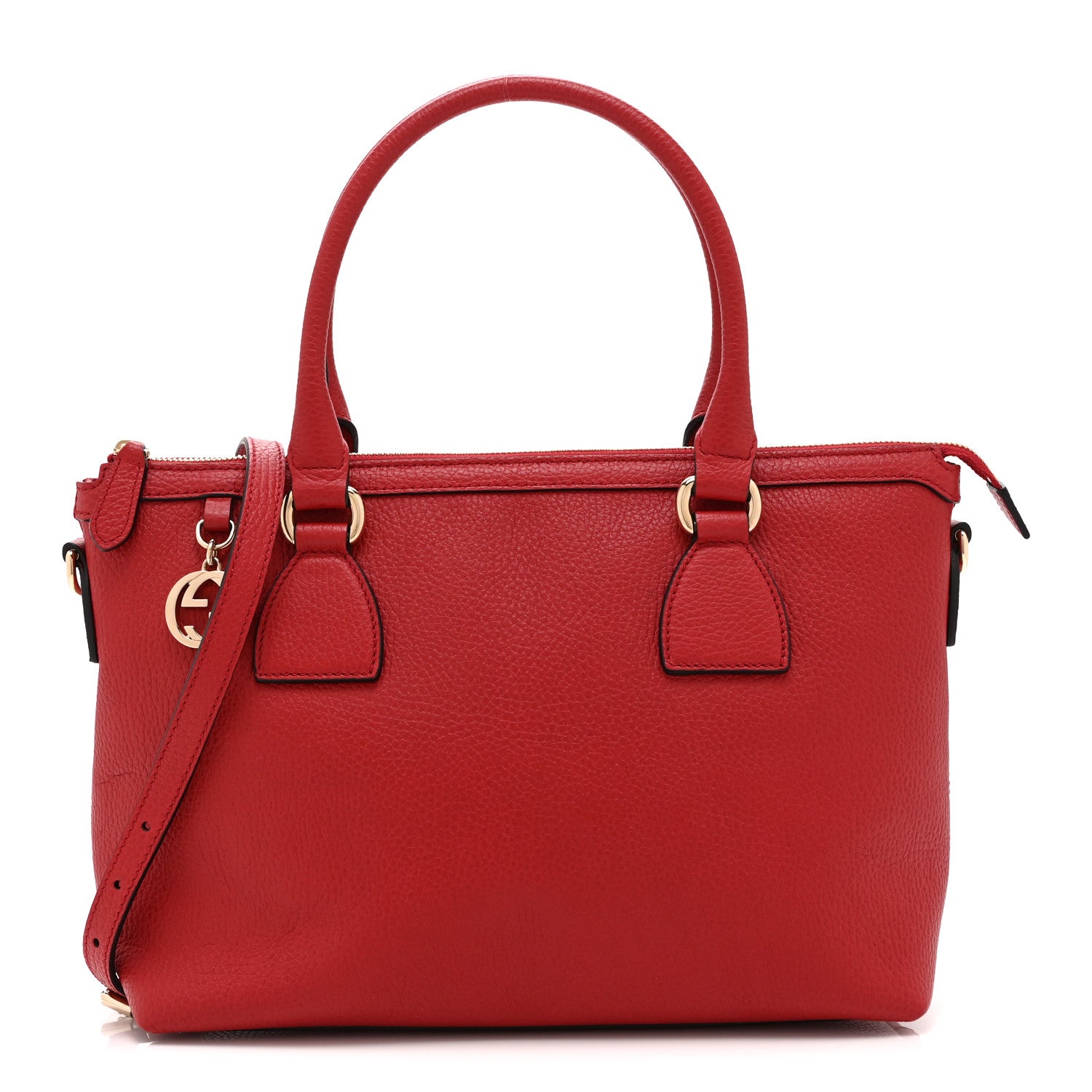 Gucci Dollar Calfskin GG Charm Satchel Red 1 of 11