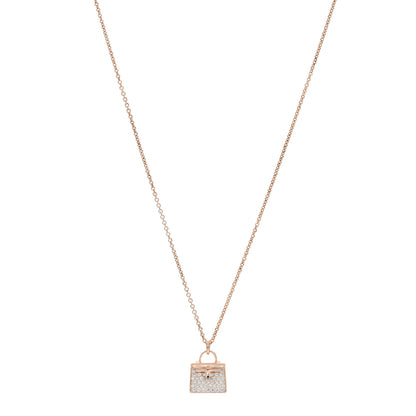 Hermes 18K Rose Gold Diamond Kelly Amulettes Pendant Necklace 1 of 6