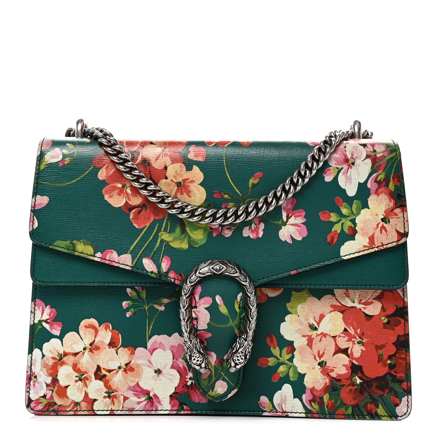 Gucci Calfskin Blooms Print Medium Dionysus Shoulder Bag Bright Emerald Multicolor 1 of 10