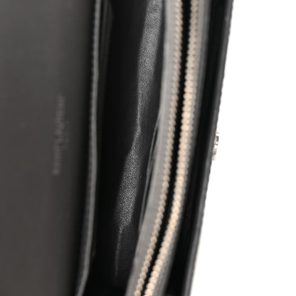 Saint Laurent Calfskin Crocodile Embossed Monogram Sunset Chain Wallet Asphalt 5 of 12