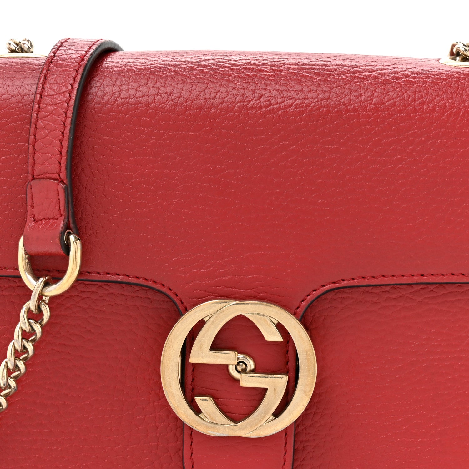 Gucci Dollar Calfskin Small Interlocking G Shoulder Bag Red 8 of 17