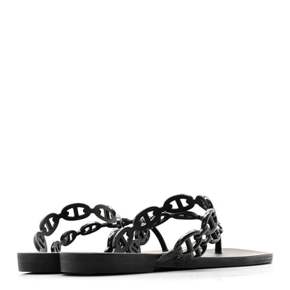 Hermes Rubber Chaine d'Ancre Island Sandals 39 Black 5 of 9