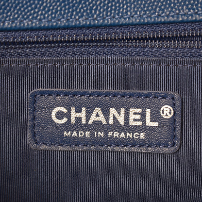 Chanel Caviar Quilted New Medium Boy Flap Blue 6 of 8