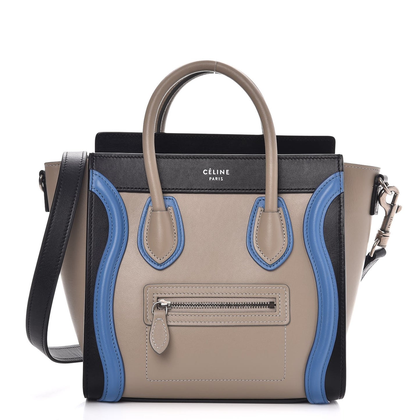 Shiny Smooth Calfskin Tri-color Nano Luggage Quartz