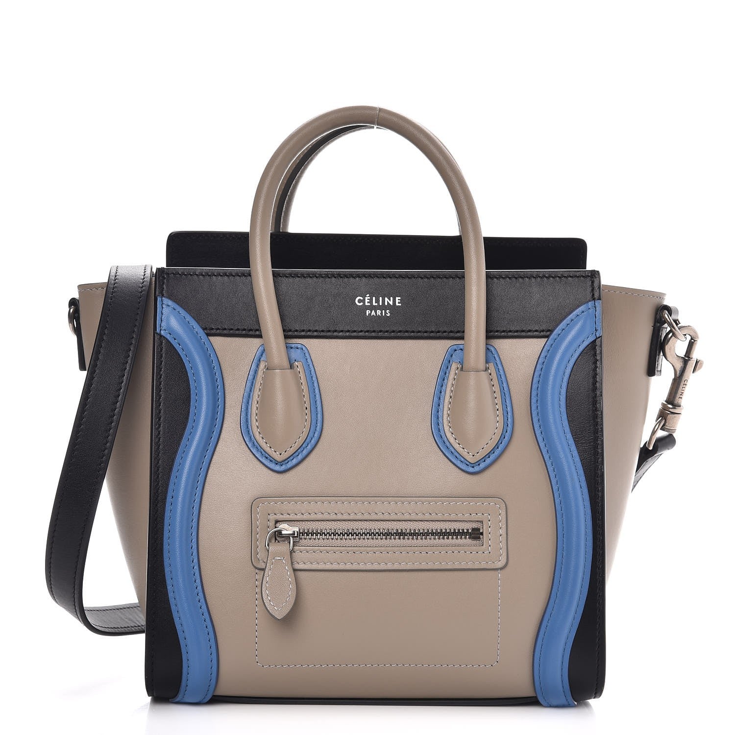 Celine Shiny Smooth Calfskin Tri-color Nano Luggage Quartz 1 of 9