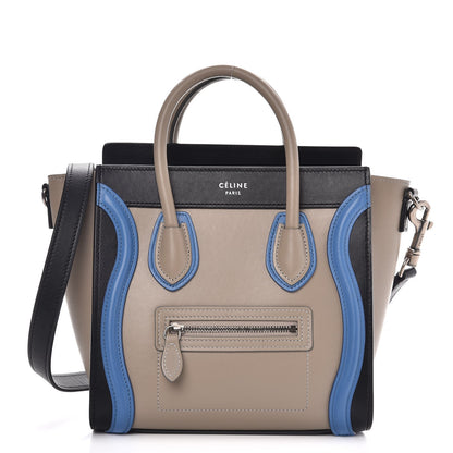 Celine Shiny Smooth Calfskin Tri-color Nano Luggage Quartz 1 of 9