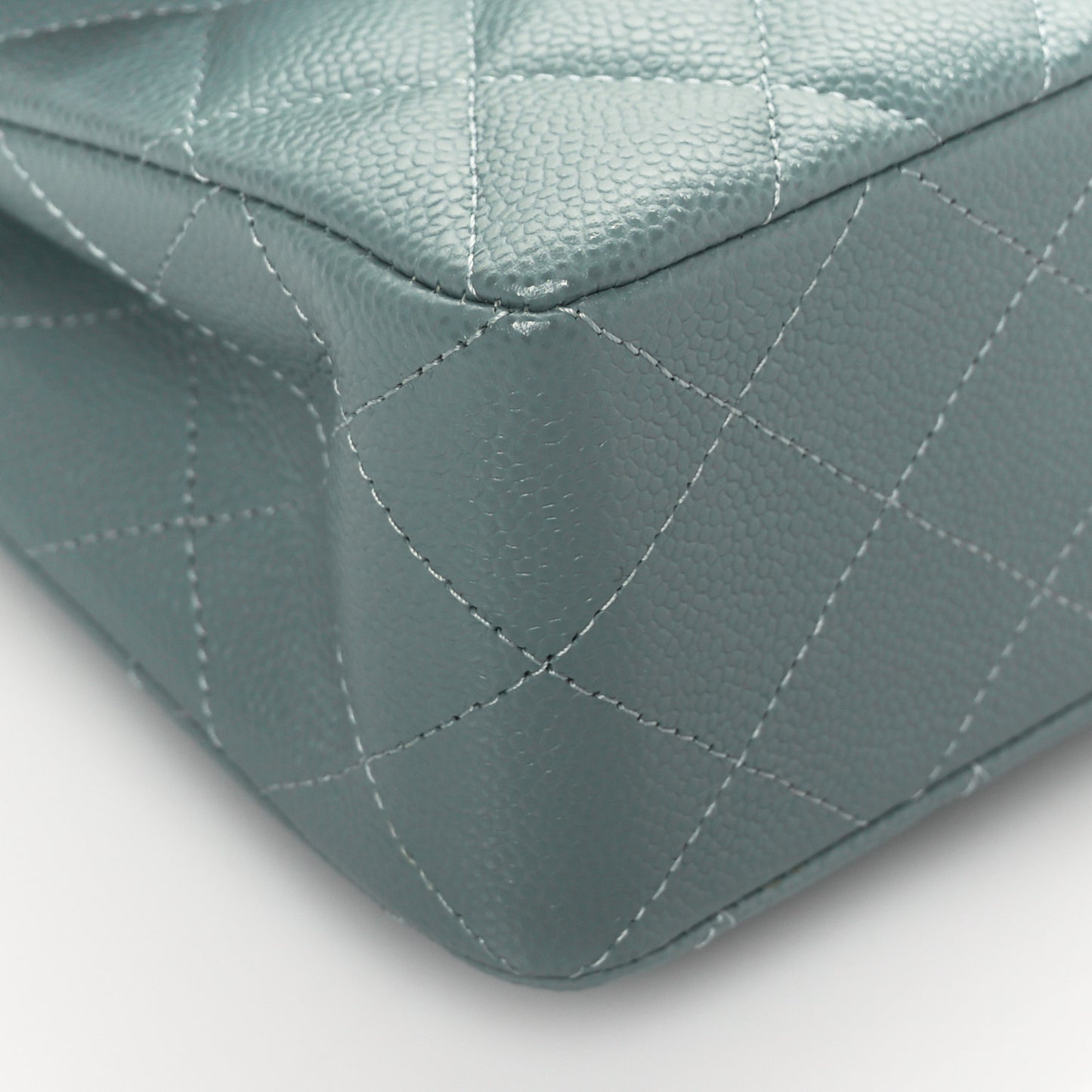 Caviar Quilted Small Double Flap Light Blue