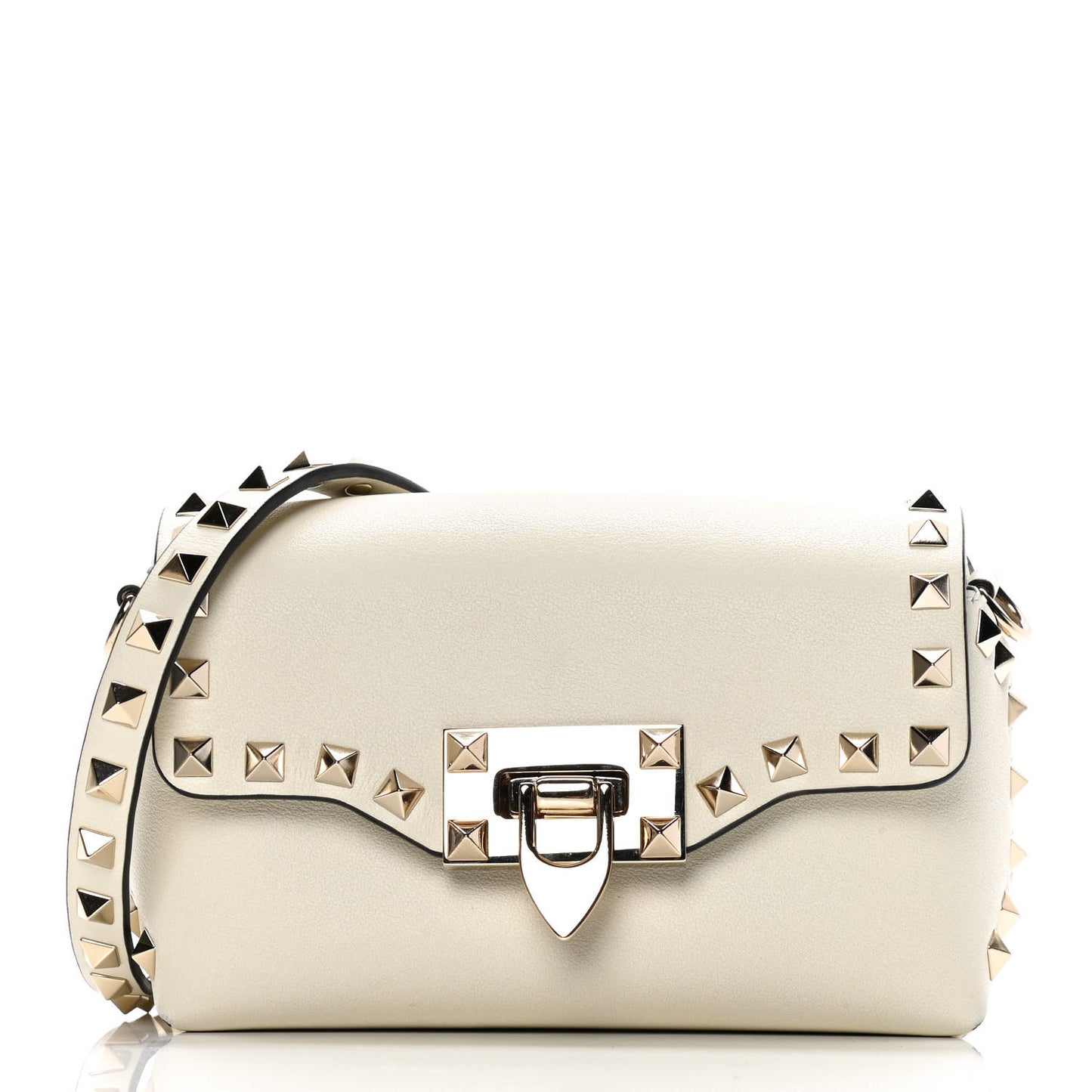 Calfskin Mini Rockstud Crossbody Bag Ivory