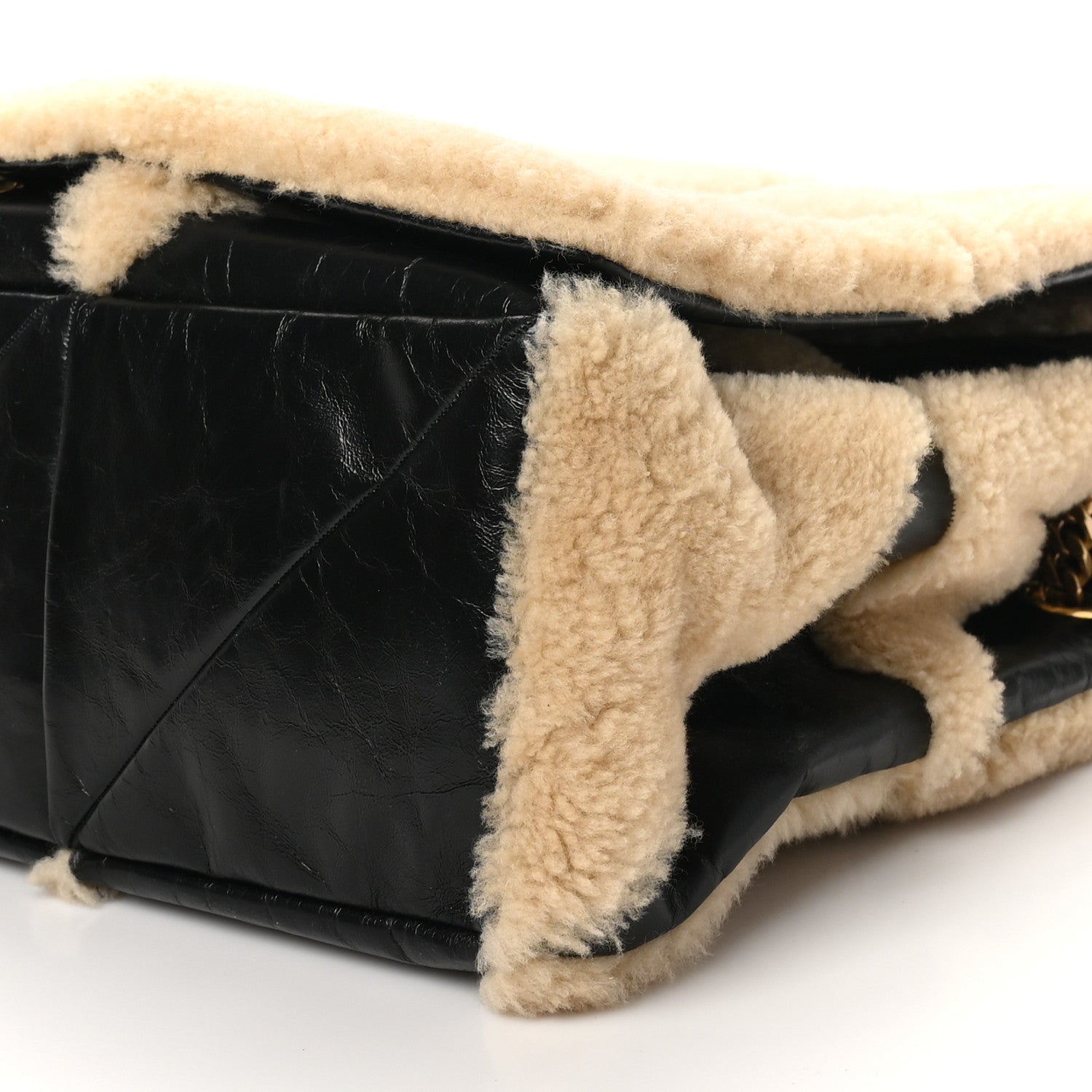 Saint Laurent Calfskin Shearling Patchwork Monogram Giant Jamie Black Beige 9 of 9
