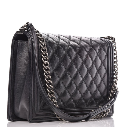 Chanel Calfskin Embossed Stitch Large Boy Flap Black 3 of 12