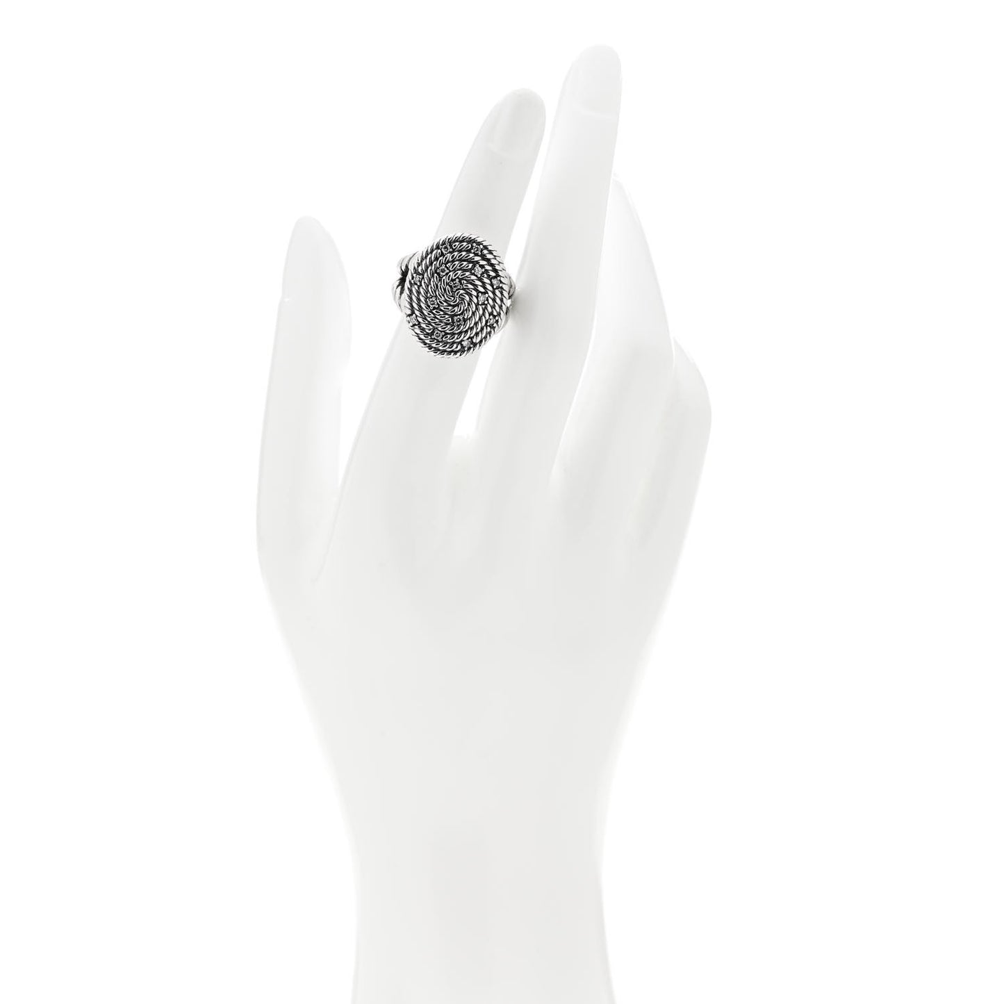 Sterling Silver Diamond Cable Coil Ring 49 5