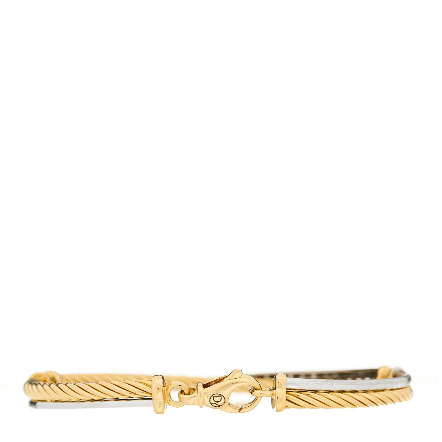 David Yurman 18K White Yellow Gold Diamond Crossover Bracelet 2 of 3