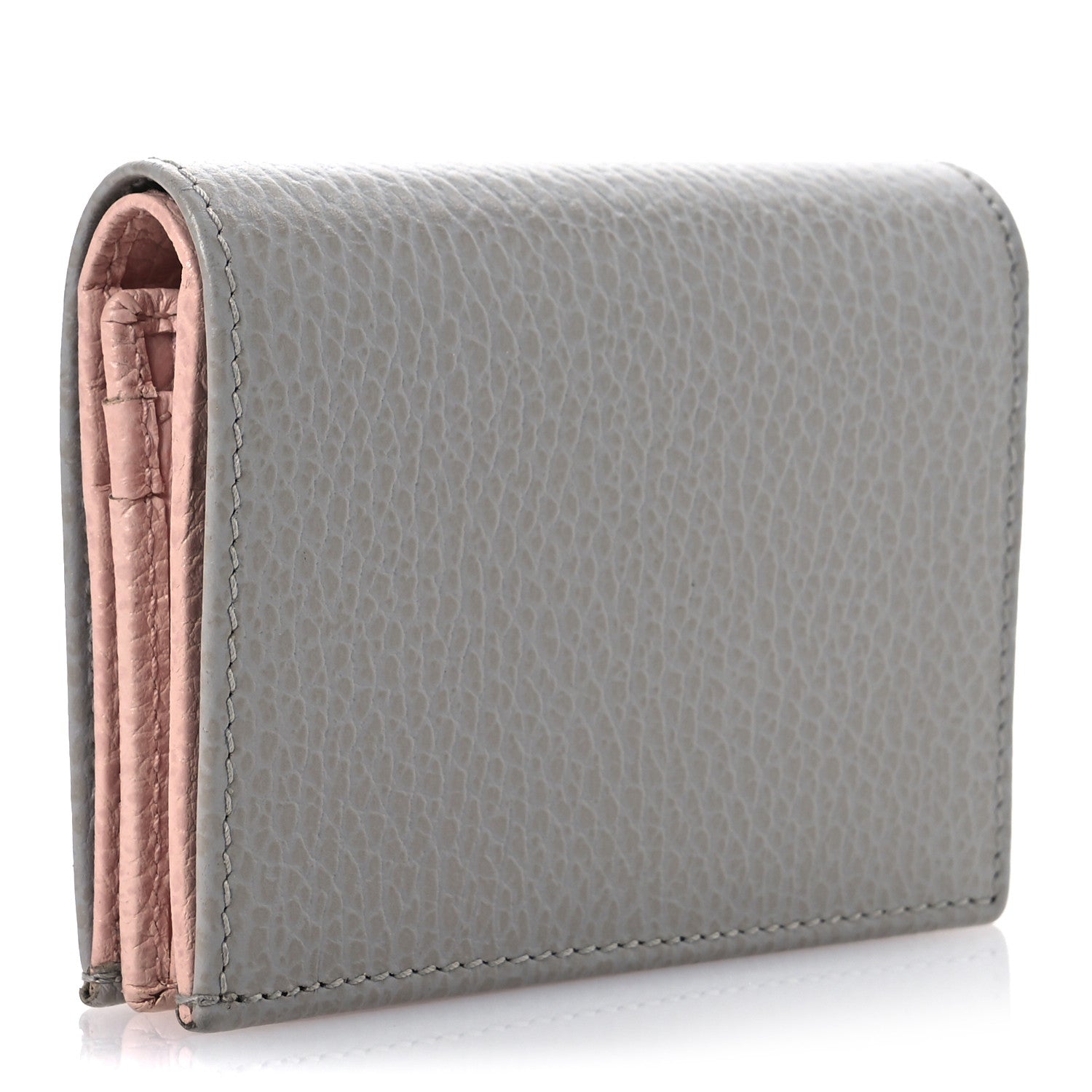 Gucci Dollar Calfskin GG Marmont Card Case Grey Sky Perfect Pink 3 of 10