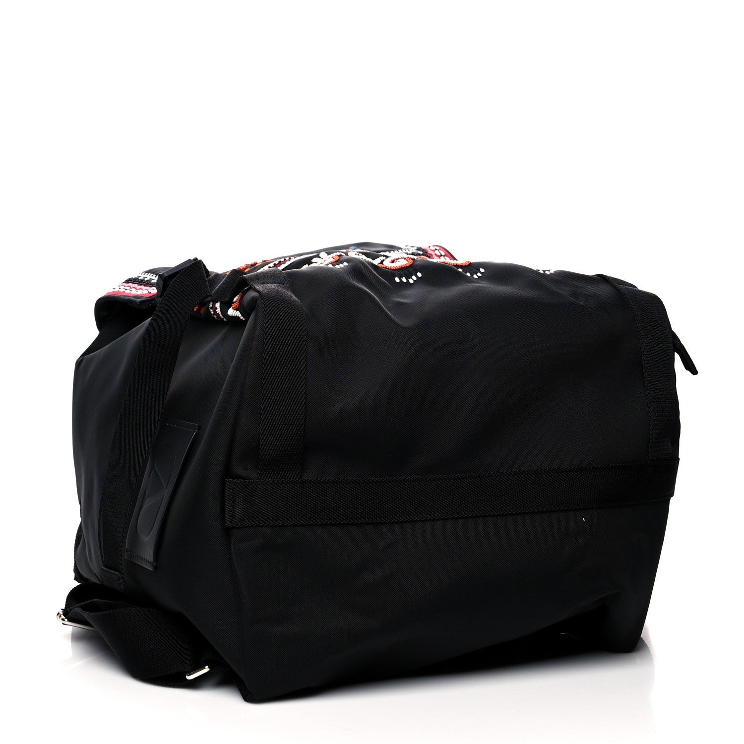 Valentino Garavani Nylon Embroidered Beaded Backpack Black Multicolor 4 of 11